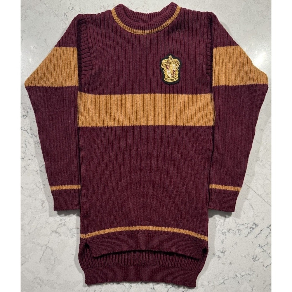 Harry Potter Universal Studios Gryffindor Sweater Burgundy Ribbed Wool Small
